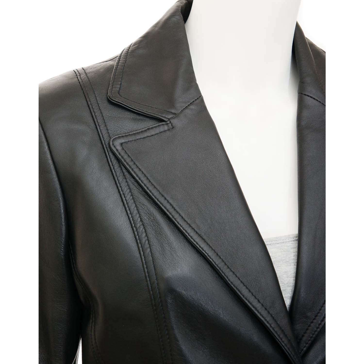 Women's Leather Blazer in Black - Blazon Leather