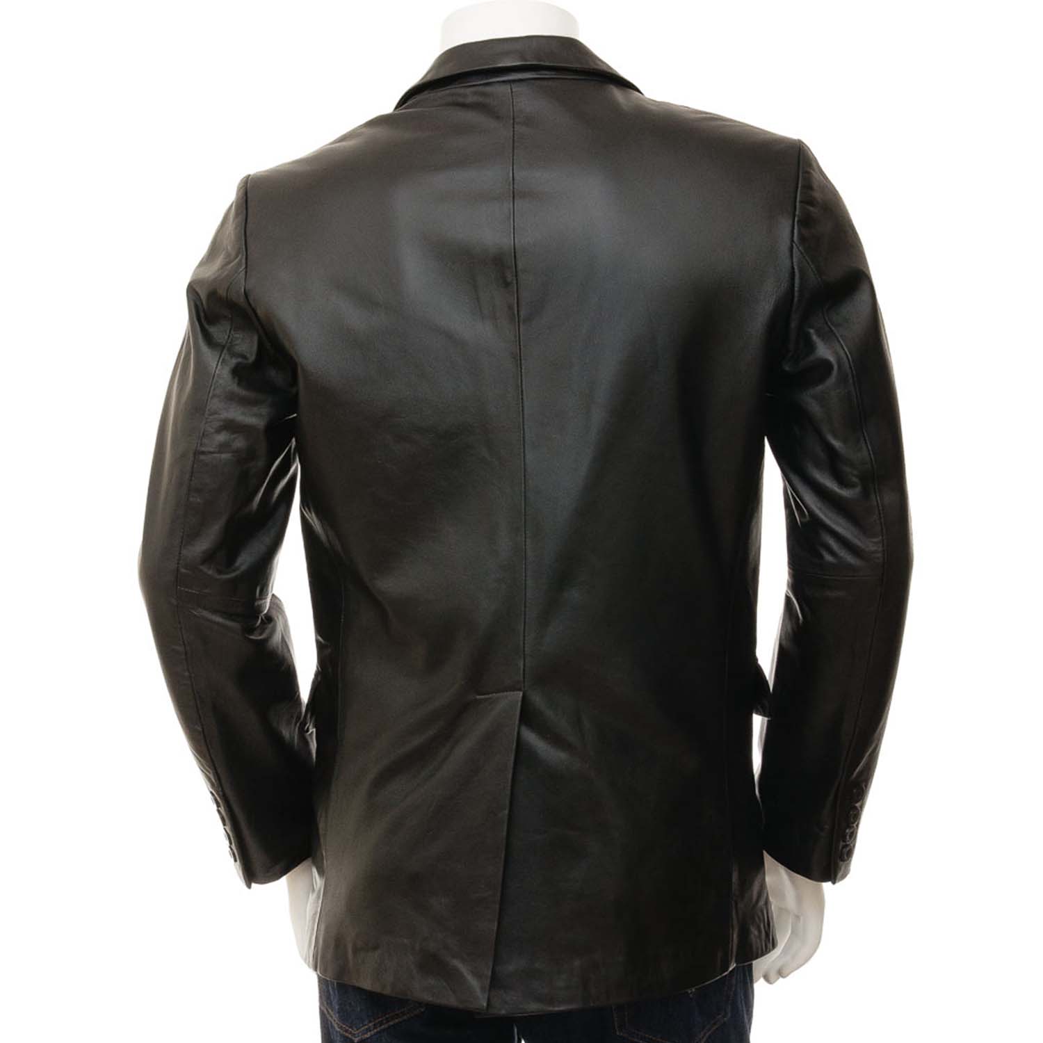 Men's Leather Blazer in Black - Blazon Leather
