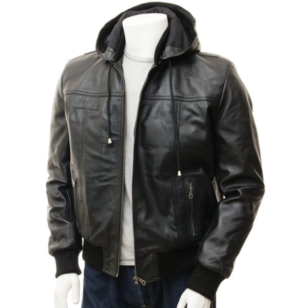 Men's Leather Bomber Jacket