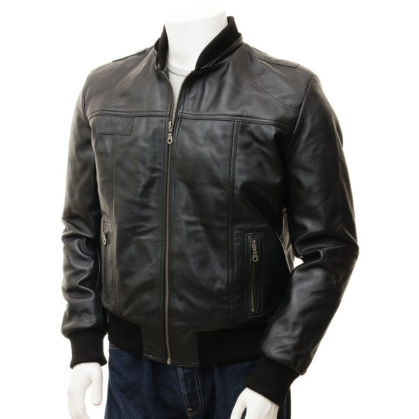 Men's Leather Bomber Jacket