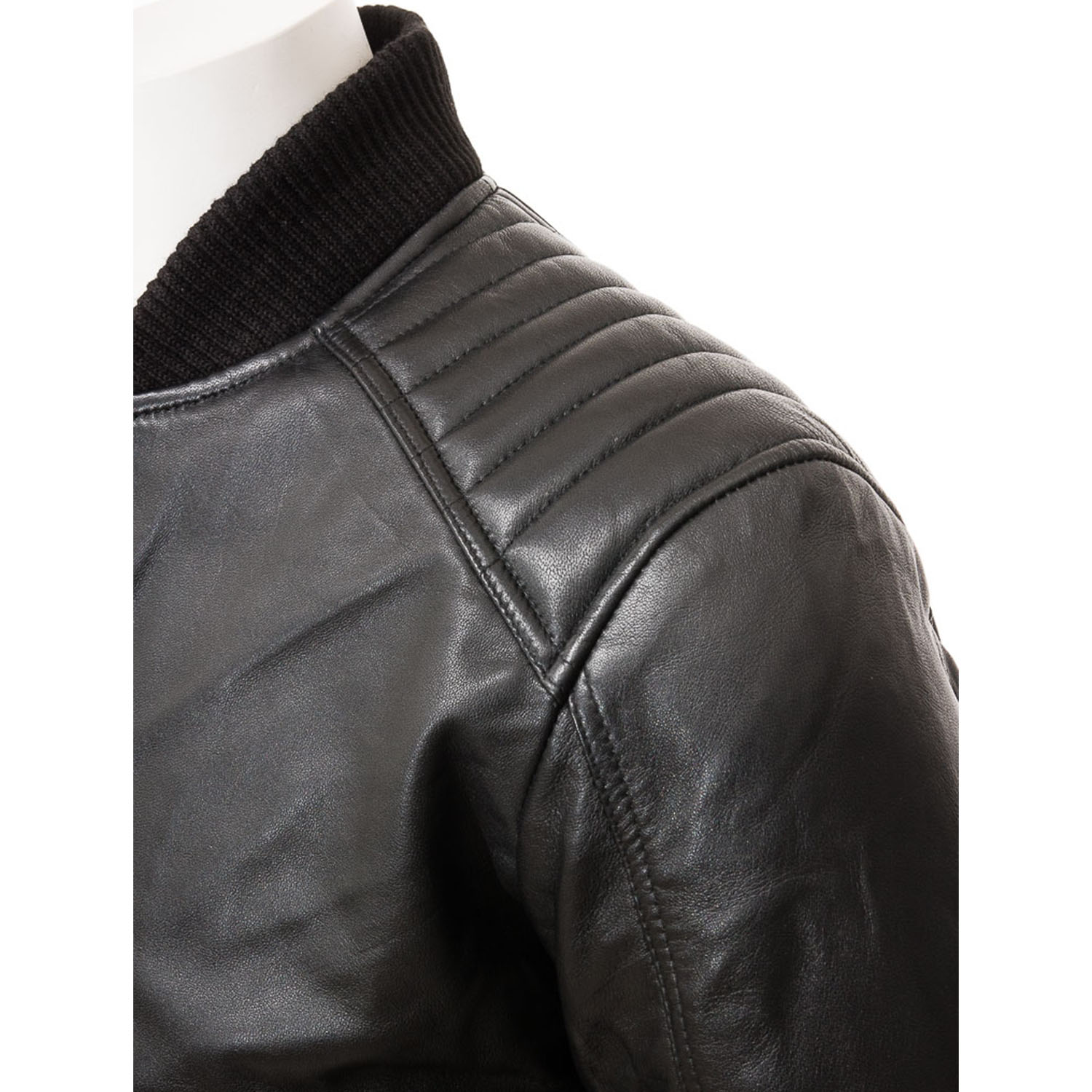 Men's Black Leather Bomber Jacket - Blazon Leather