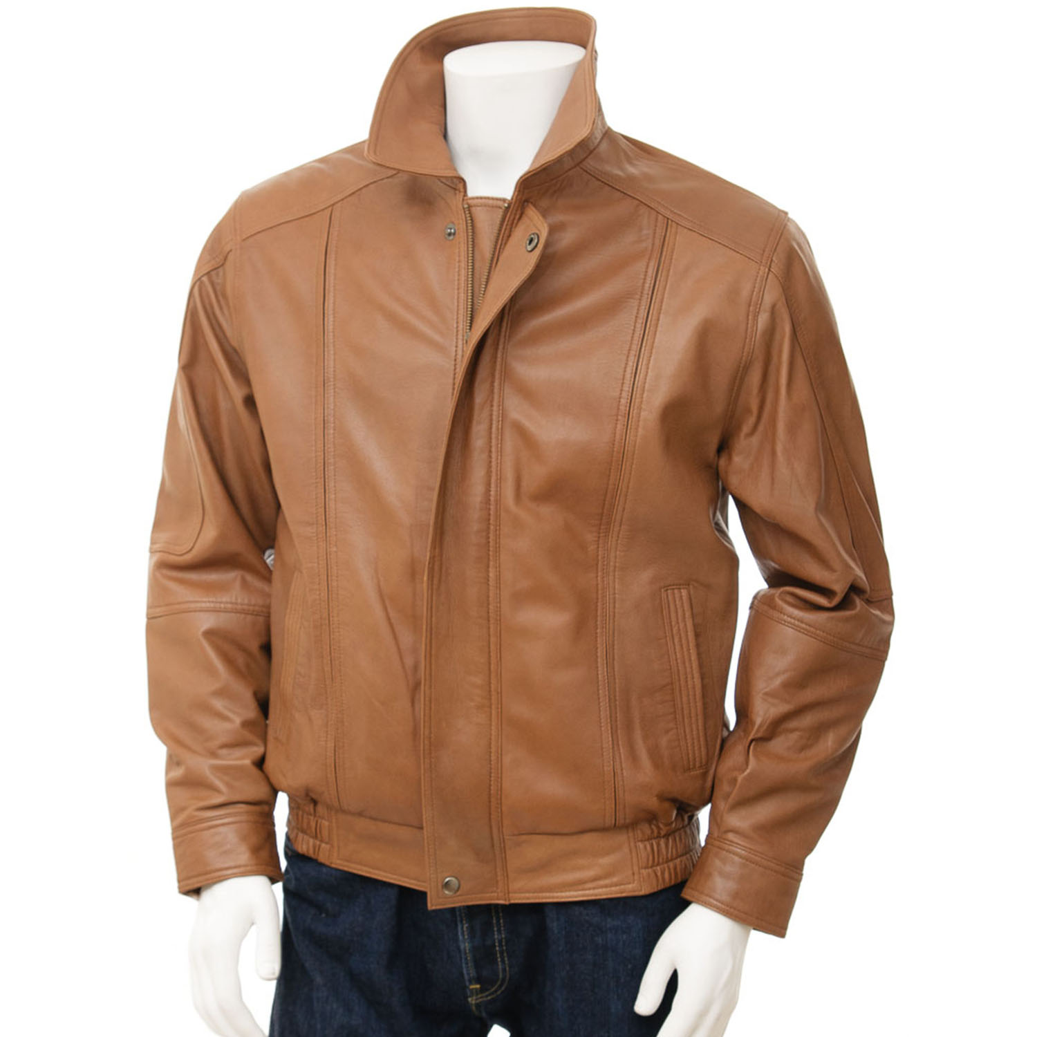 Men's Tan Cognac Leather Jacket Blazon Leather