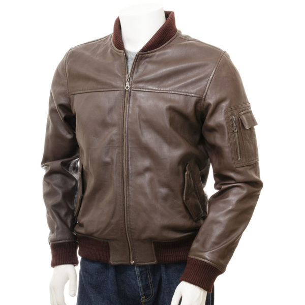 Men's Leather Bomber Jacket