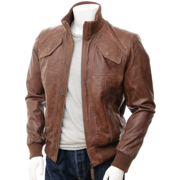 Men's Leather Bomber Jacket