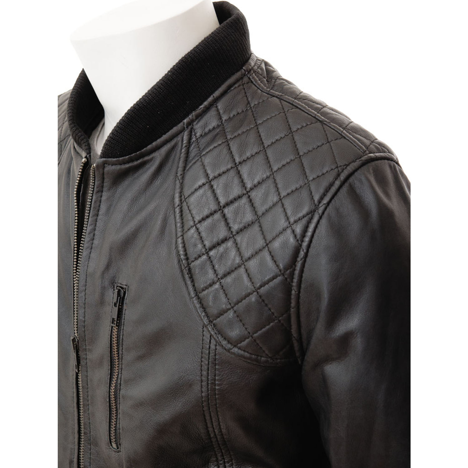 Men's Leather Bomber Jacket in Black - Blazon Leather