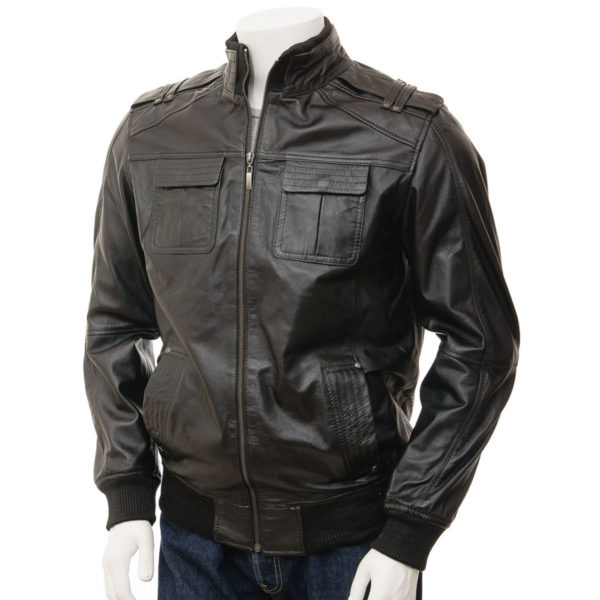 Men's Leather Bomber Jacket