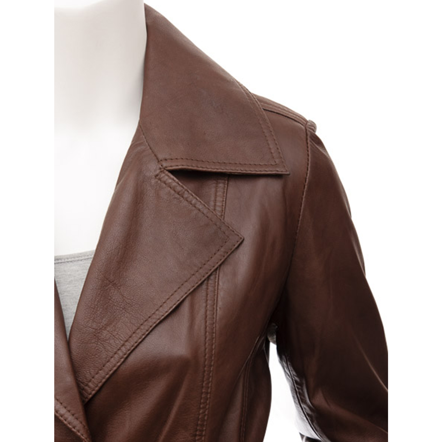 Women's Brown Leather Coat - Blazon Leather