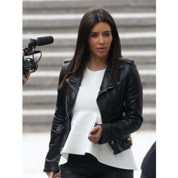 Attractive Kim Kardashian Leather Jacket