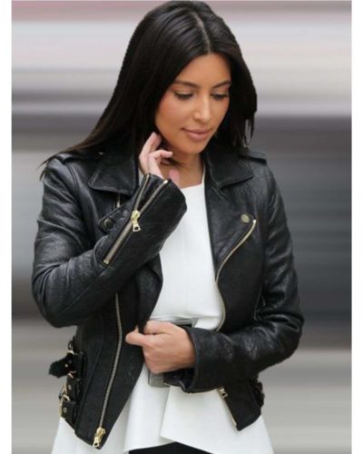 Attractive Kim Kardashian Leather Jacket