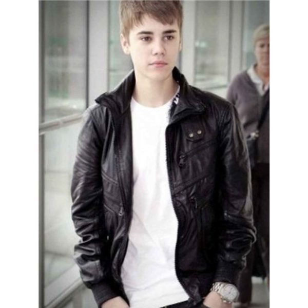 Justin Bieber at Heatrow Airport UK Black Jacket