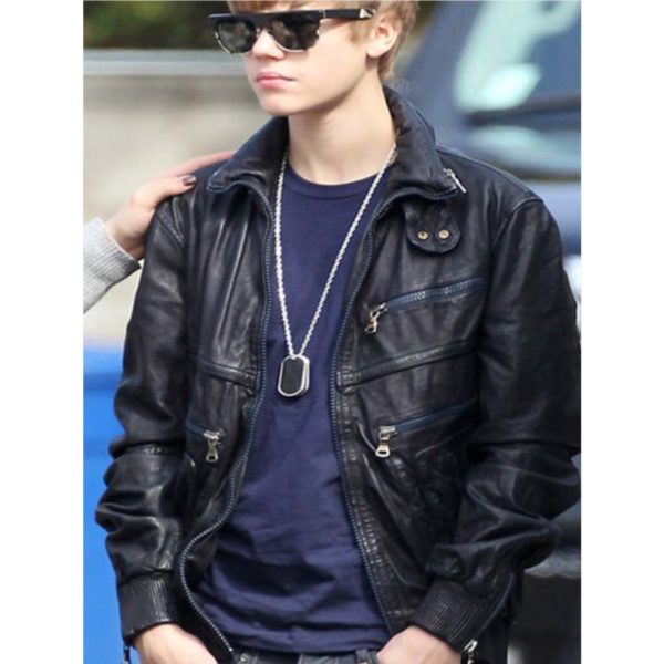 Justin Bieber at Heatrow Airport UK Black Jacket