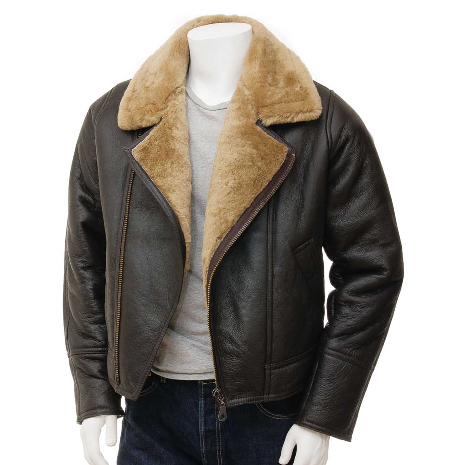 Men's Brown and Ginger Sheepskin Jacket - Blazon Leather