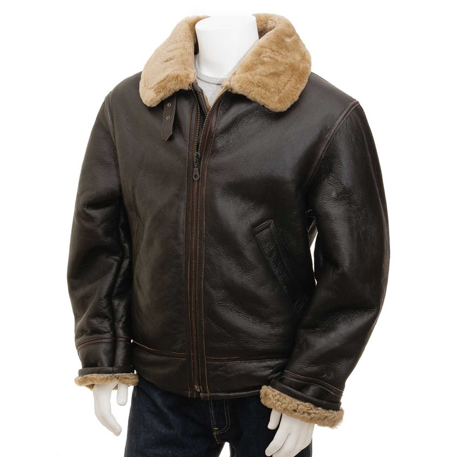 Men's Ginger Sheepskin Aviator Jacket - Blazon Leather
