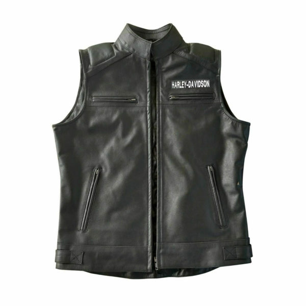 Men's Real Leather Harley Davidson Vest Cafe Racer Upper