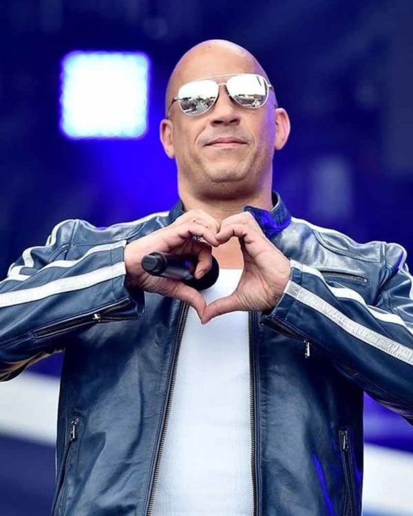 FF9 Concert Miami Vin Diesel Fatherhood Mens Blue Leather Jacket