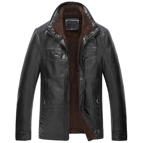 Men's Sherpa Lined Black Leather Jacket - Blazon Leather
