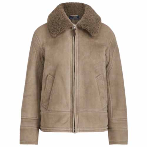 Women's Suede Leather Shearling Bomber Jacket - Blazon Leather